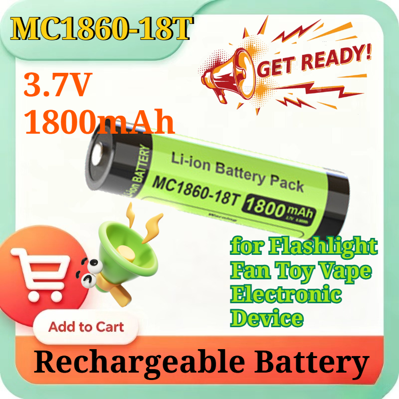 Accessories For Vaping - MC1860-18T 3.7V 1800mAh Type-C Rechargeable Li-ion