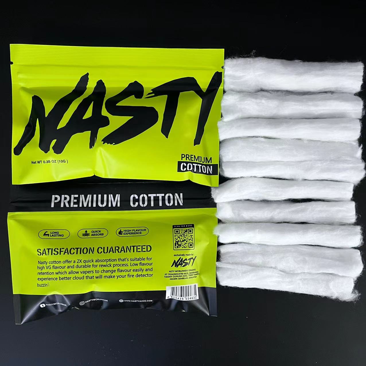 10/5 x Bag NASTY Cotton Long F - огляд і ціна Cotton Wick Organic